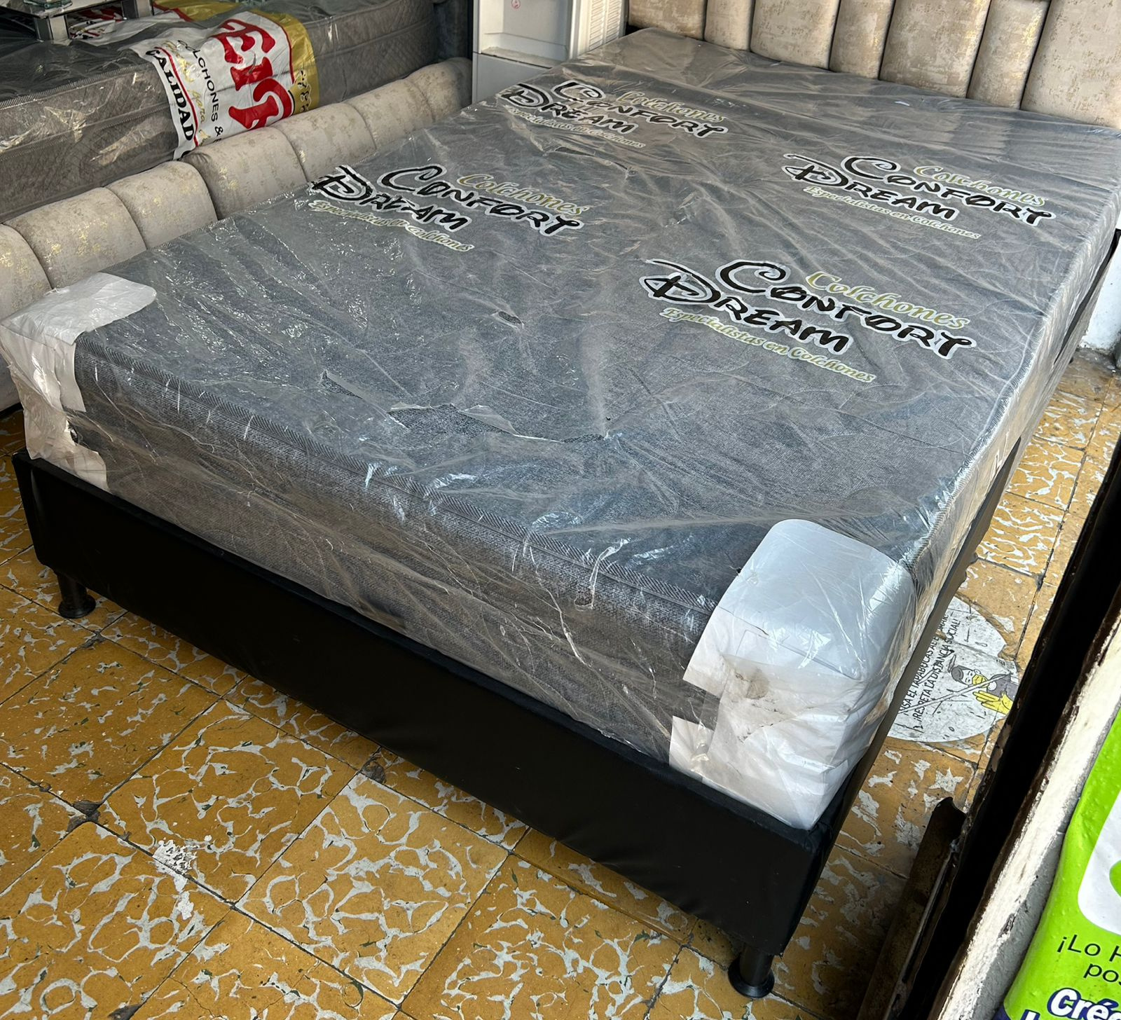 Base cama + colchon semi ortopedico